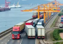 fluxo de caminhões em portos secos