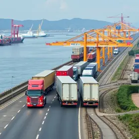 fluxo de caminhões em portos secos
